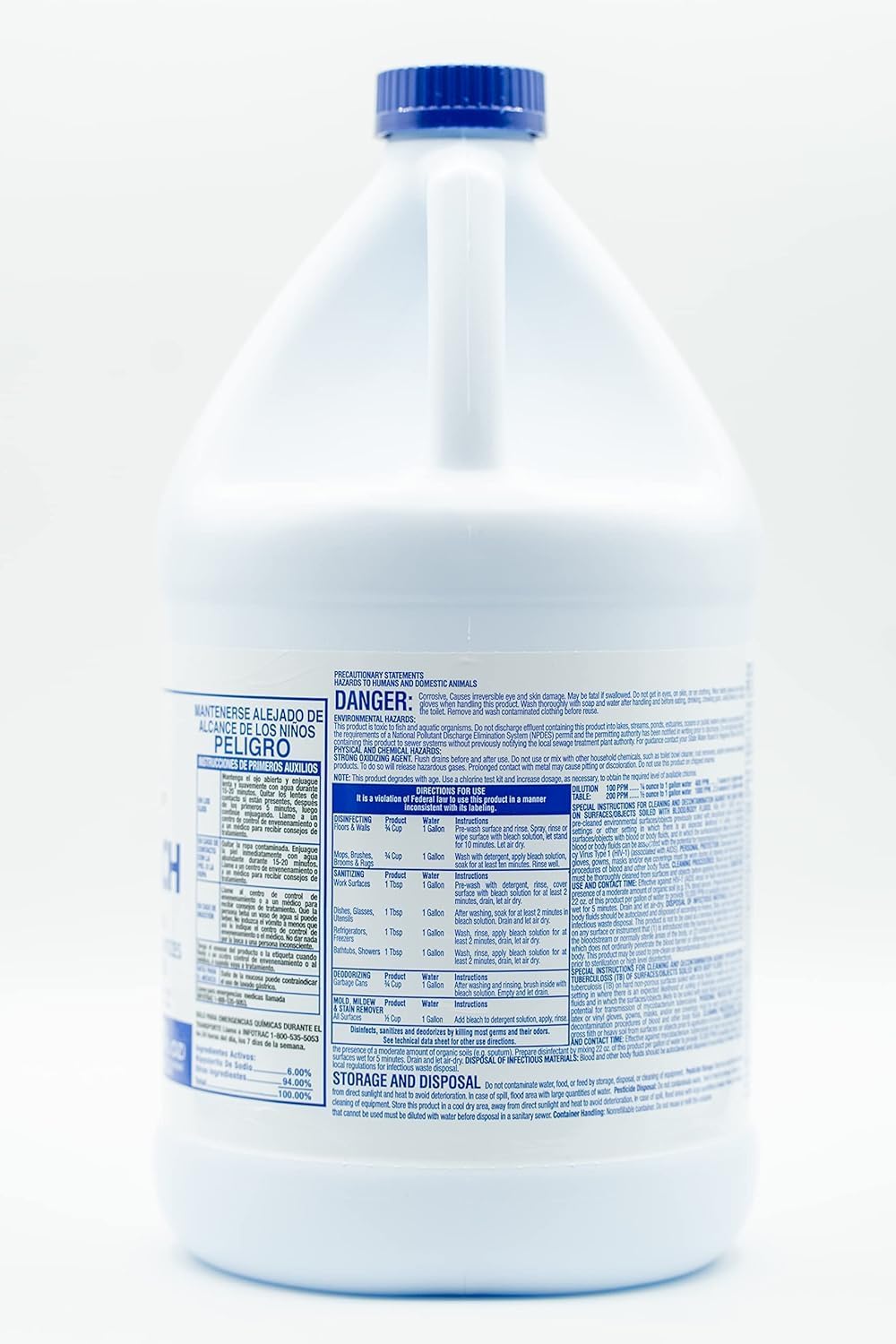 (6 Gallons) Ultra Germicidal Liquid Bleach - For Laundry, Disinfecting, Sanitizing, Deodorizing, Mold & Mildew Stain Remover - 1 Gallon Jugs