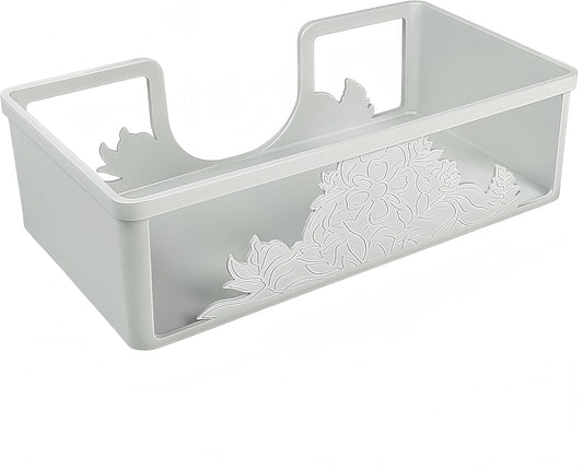 Metal Napkin Holder for Bathroom and Kitchen - White Floral Design Disposable Hand Towel Holder Tray, Guest Towel Organizer for Countertop, Paper Napkin and Towel Dispenser (White)